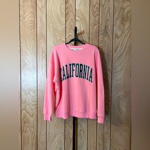 California Fleece-Lined Crewneck Sweatshirt – Bright Pink